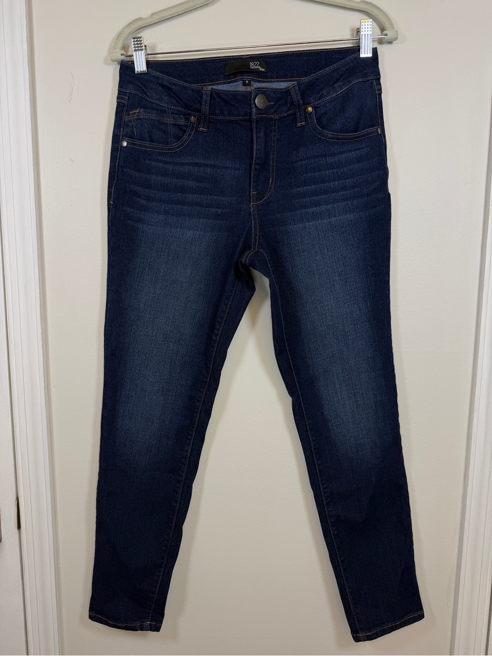 1822 Denim Dark Wash Skinny Jeans Mid Rise Stretch Denim Size 8